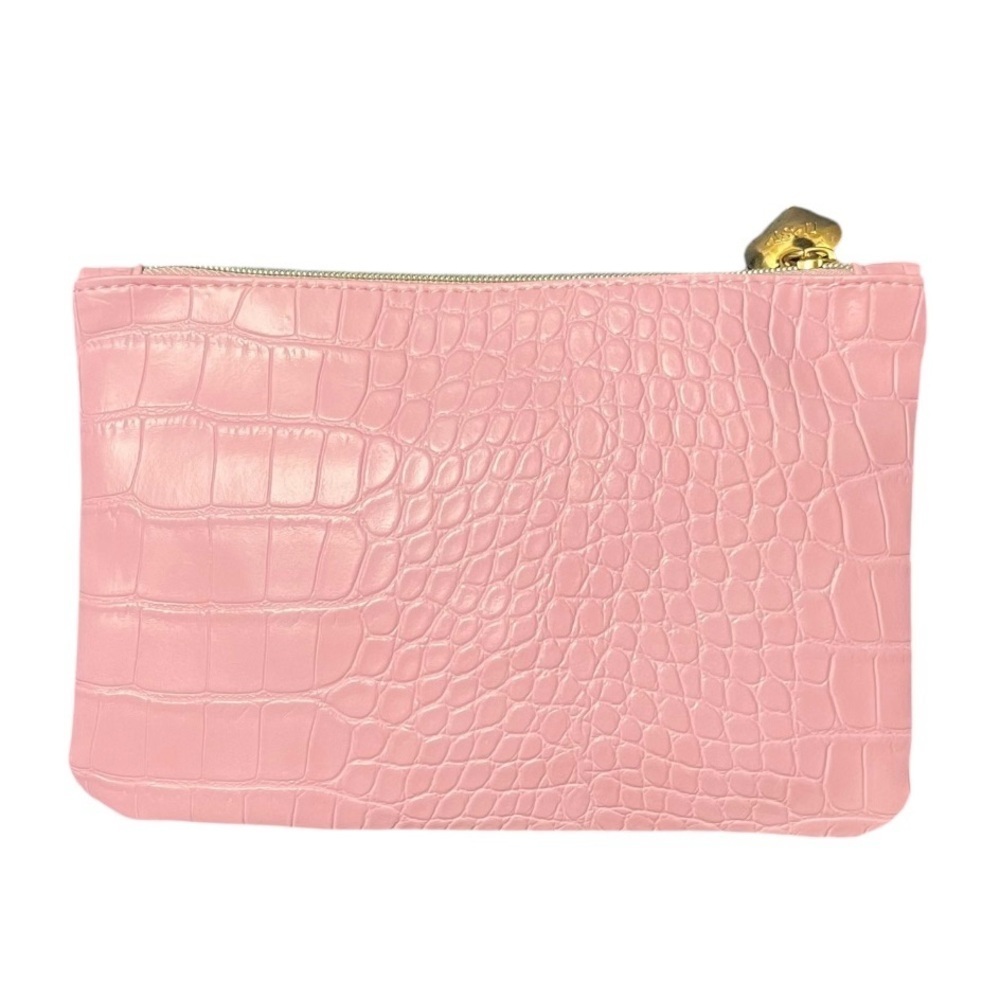Ipsy February New Pink Crocodile Embossed make up bag 6.5x 4 zipper closure